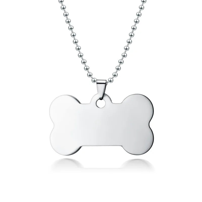 Engraved Exquisite Stainless Steel Glossy Fashionable Black Rectangular Necklace Casual Holiday Pet Jewelry for Men and Women