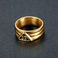 MECYLIFE Arabic Number 33 Ring Stainless Steel Rings Personalized Masonic Ring Triangle Shape Freemason Jewelry for Men