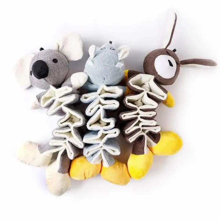 New Plush Toy for Dogs Cats Soft Hemp Cotton Toy Feature Hippo Kangaroo Koala