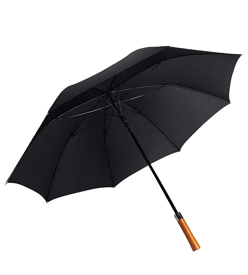 Hot Selling Durable Custom logo  Luxury Black Umbrella Manufacturer Wooden Handle Golf Umbrella Windproof