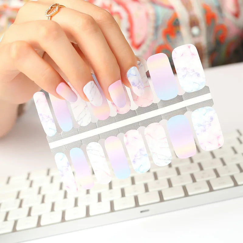 Huizi Hot Popular Nail Polish Strips Double Ended Self Adhesive Nail Art Stickers