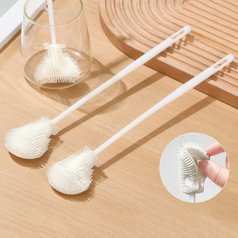 Factory Supplier Baby Bottle Brush Silicone 360 Degree Rotary Baby Bottle Cleaning Brush Long Handle Bottle Brush