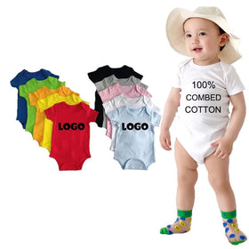 2025 Wholesale Baby Onesie Bodysuit Overall Newborn Plain Custom Short Sleeve Blank 100% Combed Cotton Baby Rompers Baby Clothes