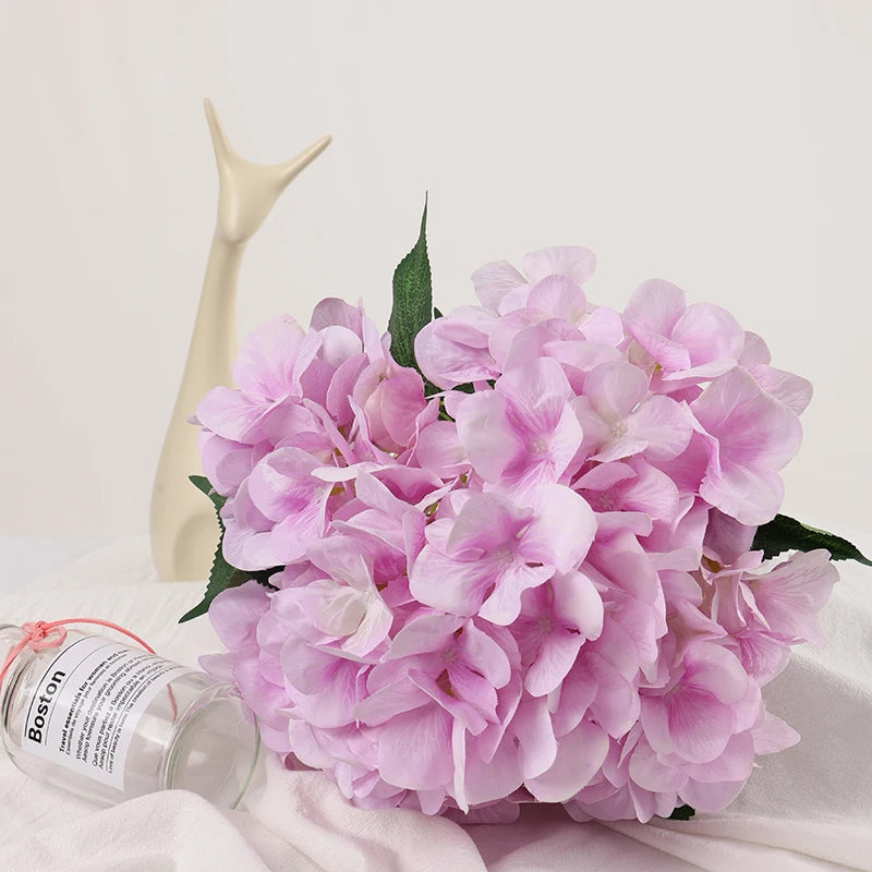 5 Head Silk Printed Hydrangea for Wedding Decoration High Simulation Artificial Flower