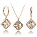 Fashion Real Solid Gold Jewelry Set 18K Necklace Stud Earring with 5A CZ Stones AU750 Gold Chain Necklaces
