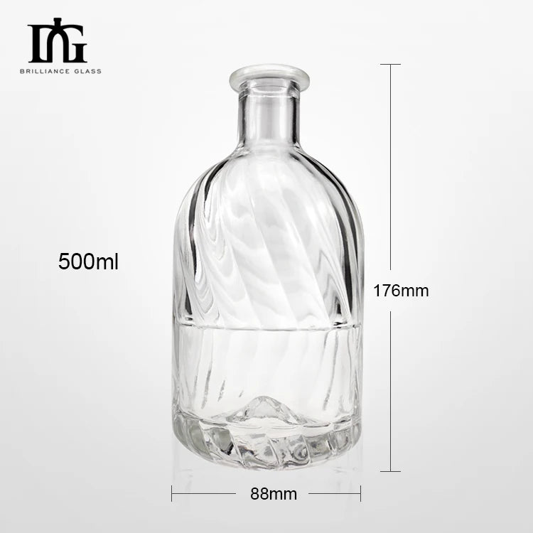 Whisky Empty Spirit Glass Bottle with Cork Stopper 500ml for Brandy Tequila Vodka Wine-Custom Logo & Engraving Suppliers