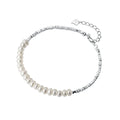 Daochong Custom Simple Vintage Bracelet With Pearl Bead Sterling Silver Cuff Friendship Bracelet