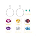F0552 Abiding Shield Long Lasting Plating Hoop Multi Natural Gemstone S925 Stamped Sterling Silver Women Huggie Earrings
