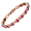 Biomagnetic Jewelry  Rose Gold Stainless Steel Fuchsia Stone Girl Magnetic Bracelet Jewelry for Arthritis Pulera Magnetic Alud