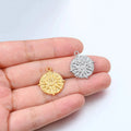Custom Design 19.5*22mm Gold/silver Color Stainless Steel Round Shape Sun Pendant Charms Jewelry