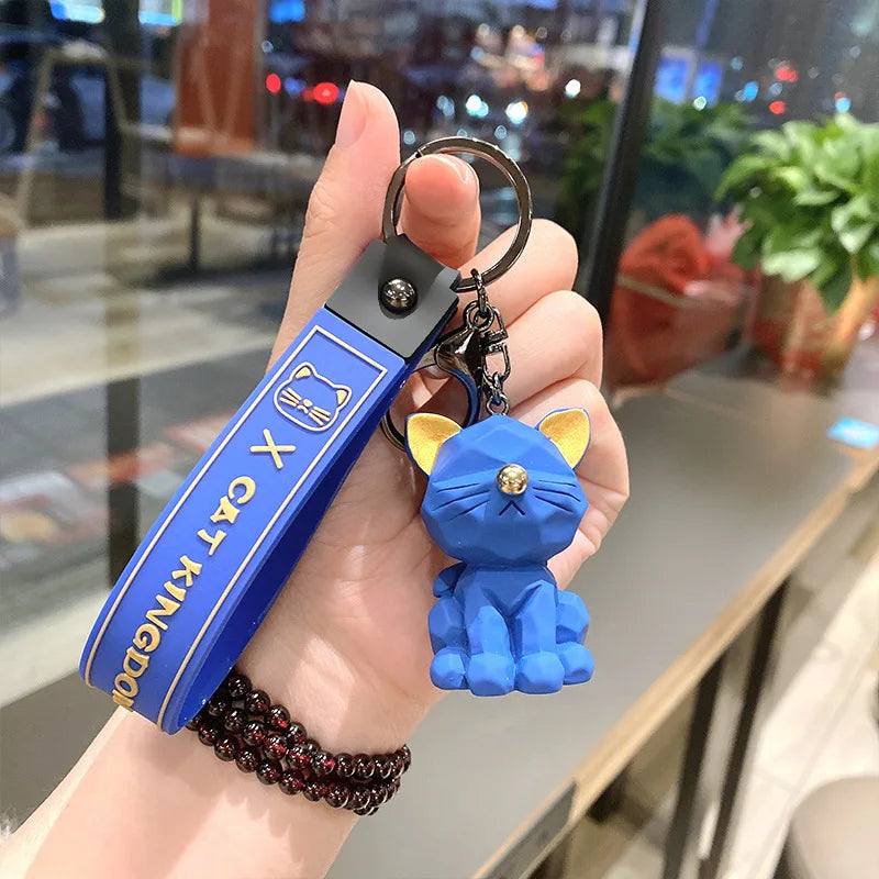 New Arrival Animal Charm Key Ring Resin Cute Kitten Keychain Creative Mechanical Cat Key Chains