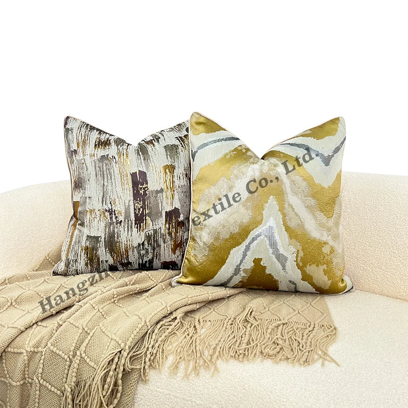 Wholesale Woven Jacquard Cushion Covers Square Metallic Luxury 18x18 Modern Design for Home & Hotel Decor