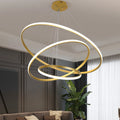 Modern 44W 3 Rings Aluminum Soft Rubber Led Black Ceiling Pendant Light for Home