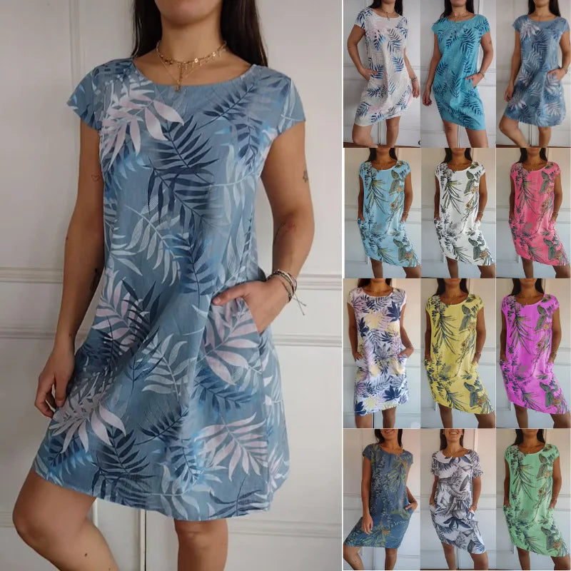 Bohemian Dress Hawaiian Style Summer Sleeveless Short Skirt Fashion Beach Surfing Party Vest T-shirt Dress for Women Clothing