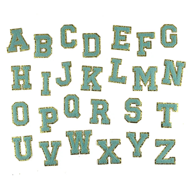 Stock Self Adhesive 3M Backing Neon Orange Multi Color Gold Chenille Alphabet DIY Gift on Clothing Bag Embroidery  Patches
