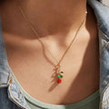 Hot Selling Rose Flower Pendant Necklace Alloy Simple Design Gold Plated Necklace for Women