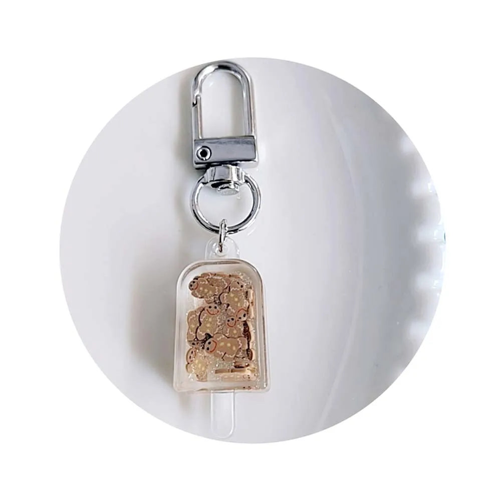 10pcs Clay Gingerbread Man Christmas Keychain Resin Popsicle Keyring Charms Key Holder Bag Pendant for Women Jewelry Accessories