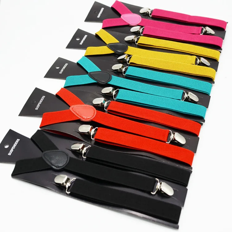 2.5cm Mens Womens Unisex Charming Colorful Clip-on Suspenders Belt Elastic Y-Shape Adjustable Straps Braces Suspender