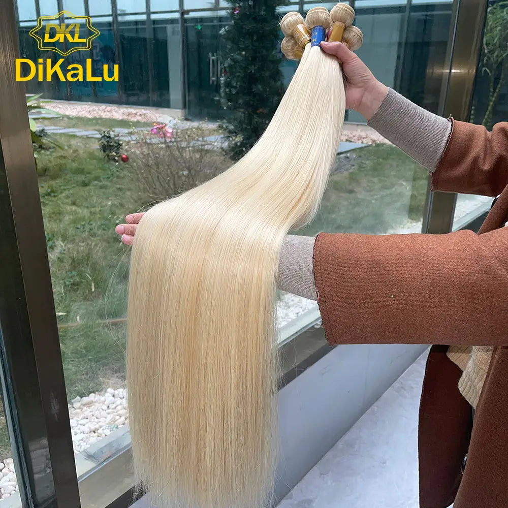 40 Inch 613 Blonde Brazilian Human Hair Extension Remy Grade Virgin Raw Hair Machine Double Weft Perm Allowed Frontal Hair