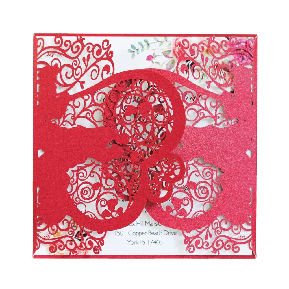 Wholesale Custom Square Laser Marriage Invitation Card and Customized Laser Cut Greeting Cards Birthday Invitation Cards