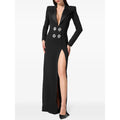 A9826 Fast Shipping V Neck Ladies Long Casual Dress High Slit Black Plus Size Women Maxi Dress