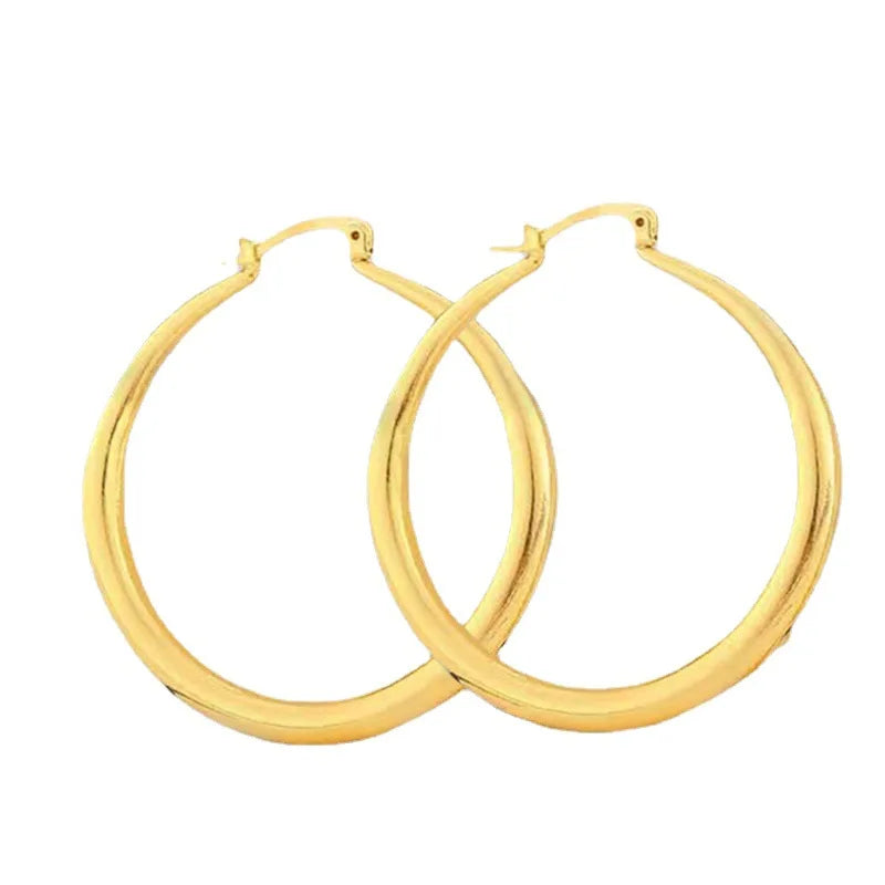 Fashion Jewelry Earrings Plain 18K Gold Plated Hoop Earring for Women
