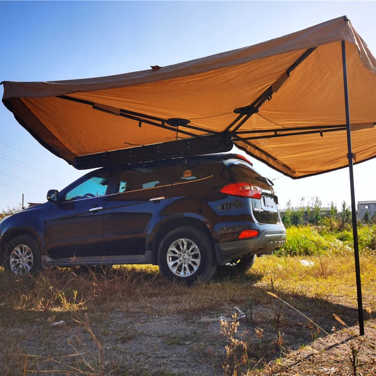 2024 Free Standing Car Side Foxwing Awning 270 Degree Canvass/Cotton Tent Single 4 Aluminum for 4-Season Outdoor Camping Beach