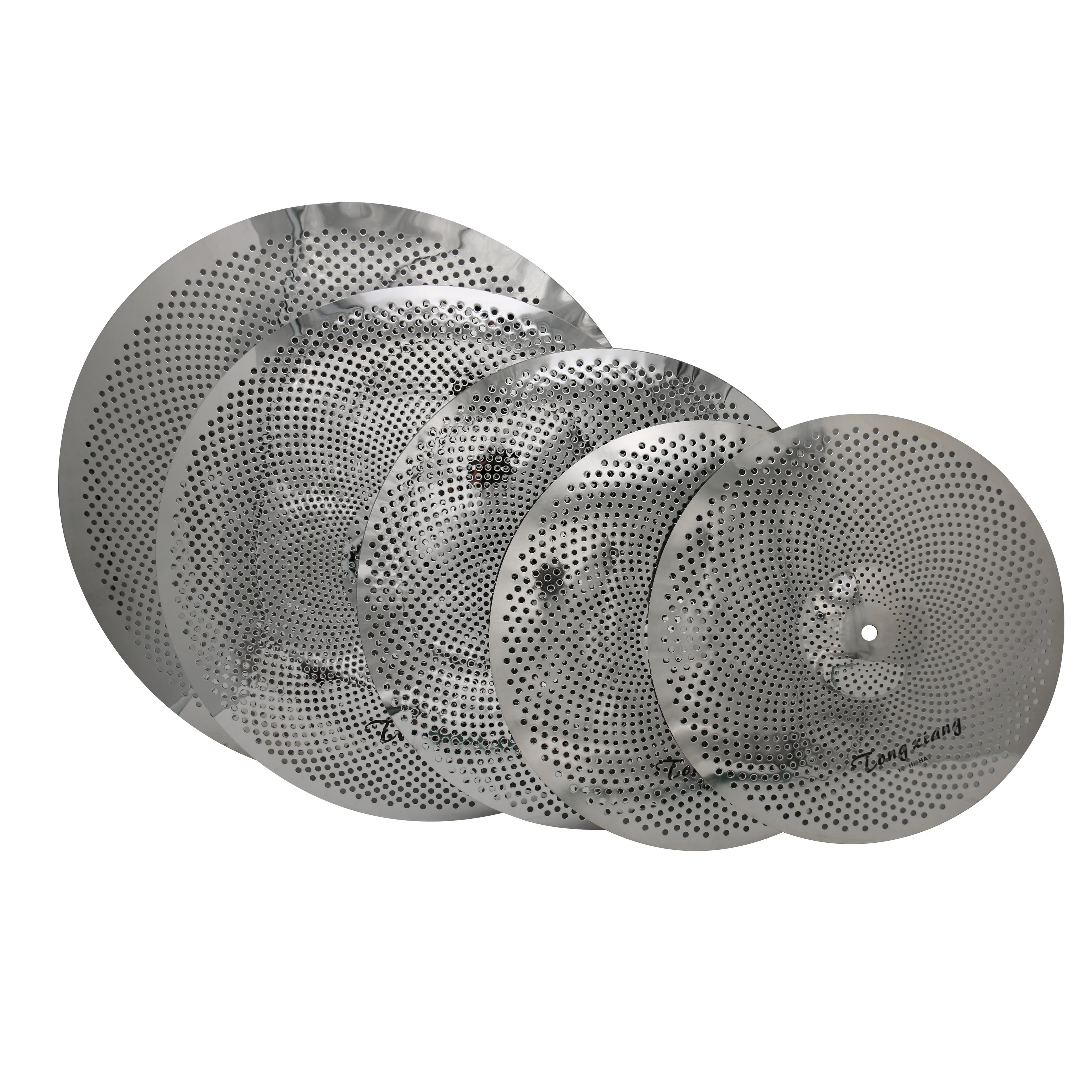 Polished Professional Low Volume Cymbals Silver Color 5-Piece Cymbal Set with 14''-20'' Diameters