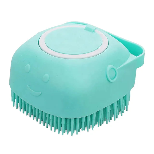 Silicone Pet Bath Brush with Liquid Dispenser Soft Massage Grooming Brush for Dogs Cats