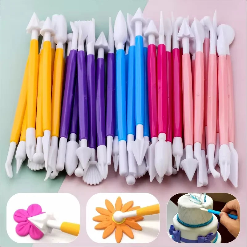 8pcs/set Double Headed Cake Carving Cutter Pen Set Baking Group Fondant Knife DIY Clay Cutting Tools