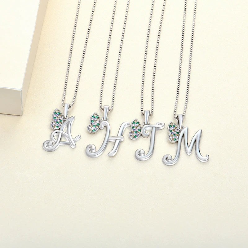 Colorful Wing 2024 Fine Jewelry Letter Initial Name Cz Custom Gold Womens Pendant Diamond Necklace