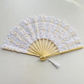 Chinese Festive & Party Supplies Wholesale Handmade Lace Fan Bamboo Folding Hand Fan for Wedding Party With Engrave Logo