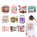 Wholesale Custom DTF Plastisol Transfers Printable Vinyl Film Design Stickers Coffee Dtf Heat Transfer for T-shirts