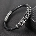 Men's Genuine Leather Personalized Rope Bracelets Fashion Charm Stainless Steel Bracelet Customize Laser Engraved Jewelry OT-027