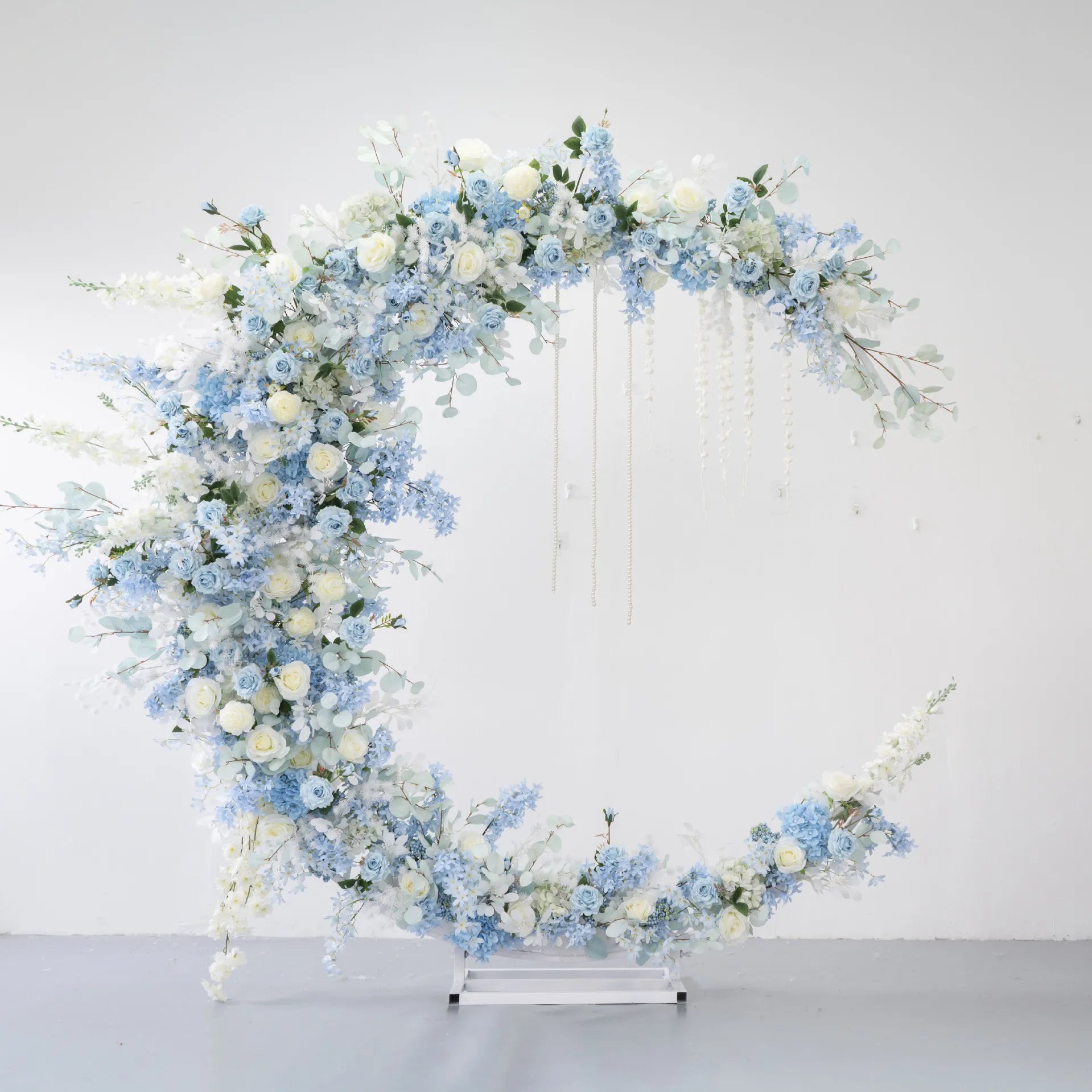 Wholesale Blue New Flower Wedding Arch Decorative Flowers Artificial Decorative Flower Arrangement Moon Gate Stage Arch Backdrop