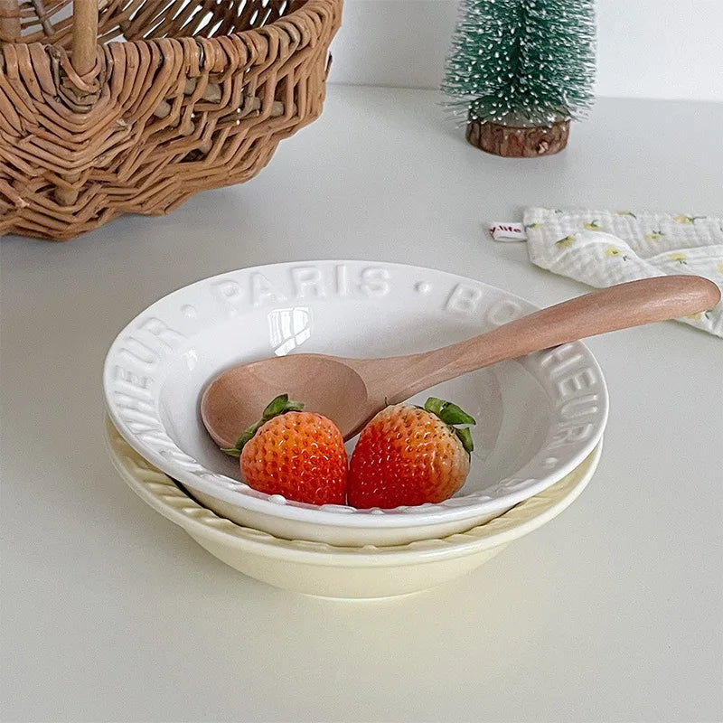 Ins Korean Relief French Alphabet Bowl Creative Breakfast Dessert Rice Bowl