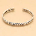Fashion Stainless Steel Twisted Handmade Wheat Braided Open Cuff Bracelet Bangle Gift Unisex