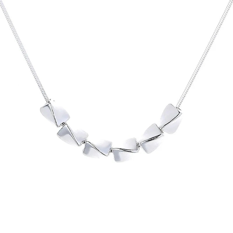 Factory OEM Irregular Geometry Small Block Design Fine Jewelry 925 Sterling Silver Pendant Necklaces for Women Anniversary Gift