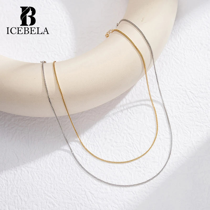 S925 Silver 1.2mm Chopin Chain Necklace Plain Necklace Minimalist Jewellery Platinum Cable Chain Choker Necklace for Women