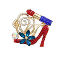 Jachon Funny New Designer Brooches Retro Jewelry Multi Designs Crystal Rhinestones High Heel Shoe Jewelry Brooches for Women