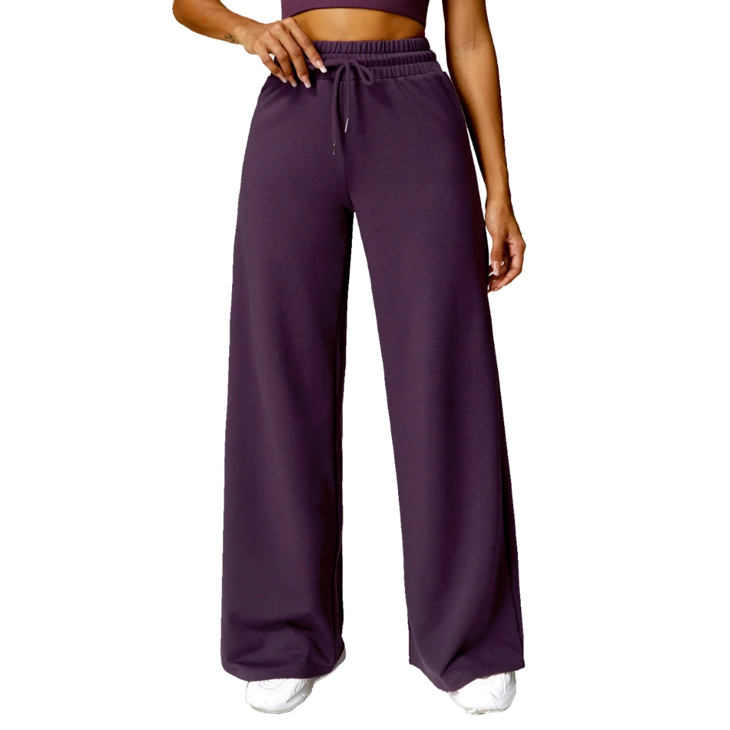 Custom Logo High Waist Drawstring Sweat Pants Wide Leg Loose Casual Women's Sport Yoga Outdoor Outfit Baggy Women's Pants