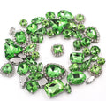 HFOUR 50pcs/Bag Mixed Claw Drill Crystal Buckle Light Green Glass Flatback Rhinestones 3D Type Sew-On Technics Loose 12 Facets