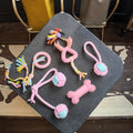 6-Pack Eco-Friendly Cartoon Style Pet Molar Chew Toy Set Tooth Cleaning Cotton Rope TPR Bite Resistant Dog Interactive Pet Toy