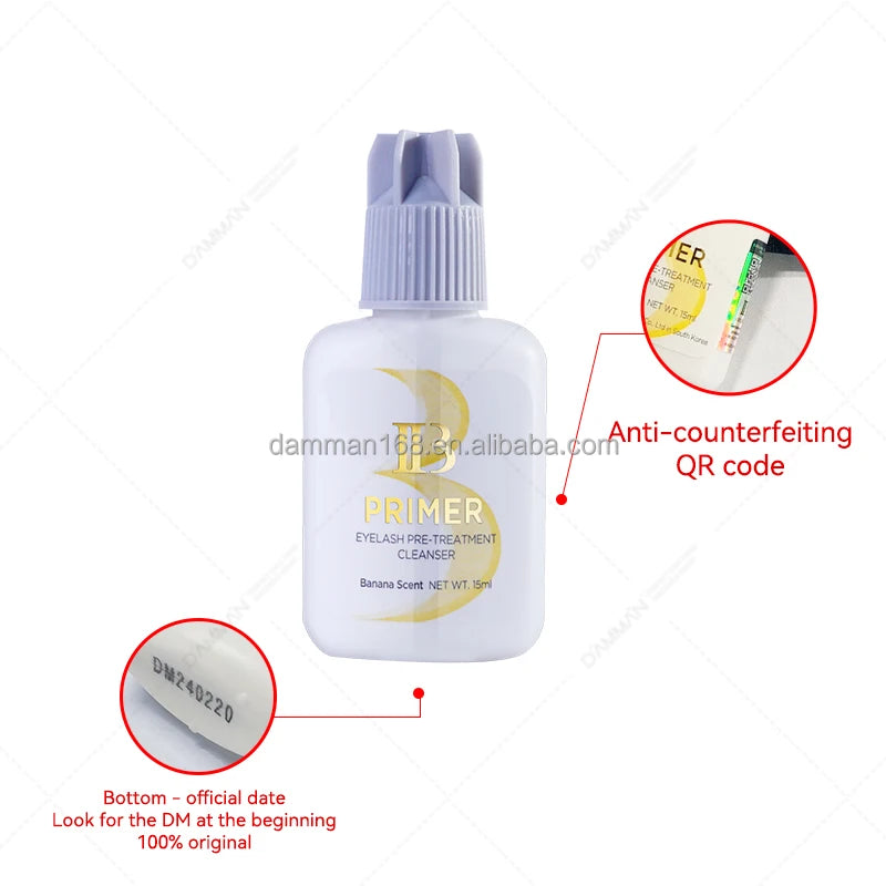 100% Original IB Primer 15ml IB Glue Eyelash Extension First Step Banana Smell Eyelash Cleaning Liquid