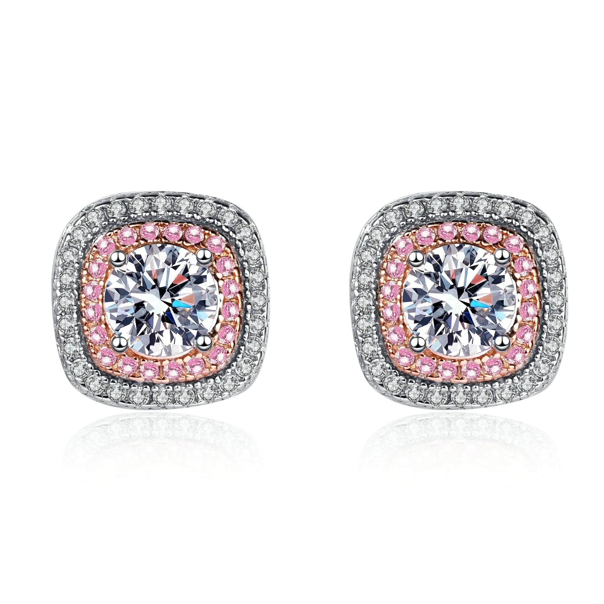 Manufacturer Wholesale S925 Silver Square Shape Micro-set 5mm Moissanite Stud Earrings for Women Party