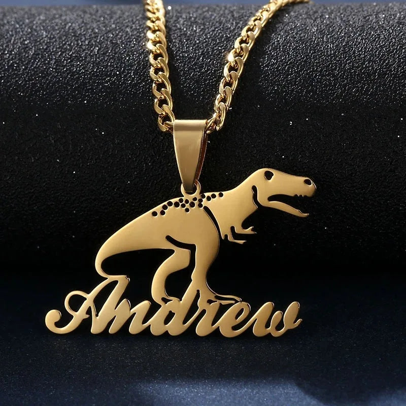 Custom Cartoon Name Necklace 18K Gold Plated Stainless Steel Cartoon Pendant Personalized Kids Jewelry Gift