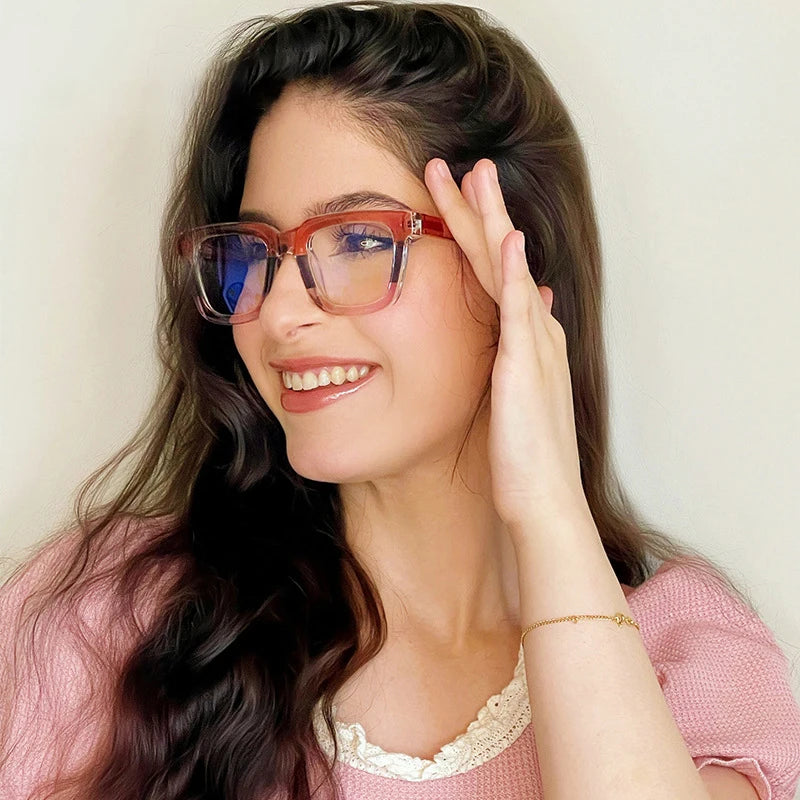 97725 Colorful Square Frame Anti Blue Light Optical Glasses Frames Women Crystal Cut TR90 Fashion Computer Eyeglasses