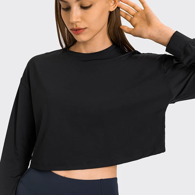Sports Custom Logo Women Long Sleeve Yoga Tops Wholesale Girls Workout Yoga Shirt Women Fitness Active Wear Long Sleeve Tshirt