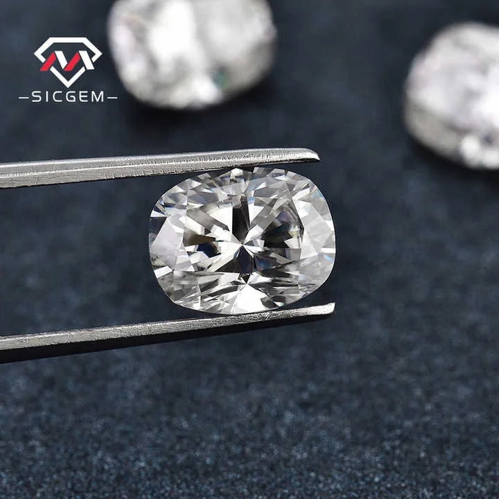 SICGEM 5A Quality 1-3 Carat Loose Gemstones Brilliant Cut White Moissanite Cushion & Antique Cut for Jewelry Making