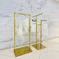 Custom logo Showroom Gold Clothes Hanger Floor Standing Display Stainless Steel Clothing Display Stand MegaBDM
